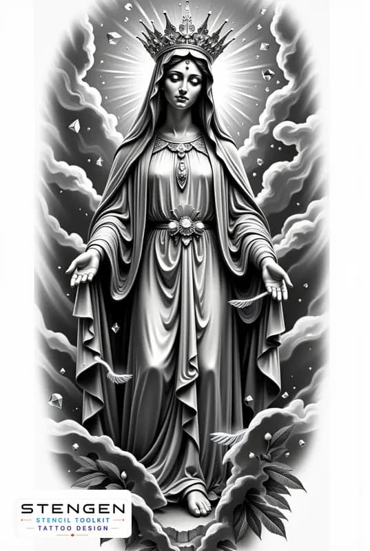 Our lady virgin mary tattoo design