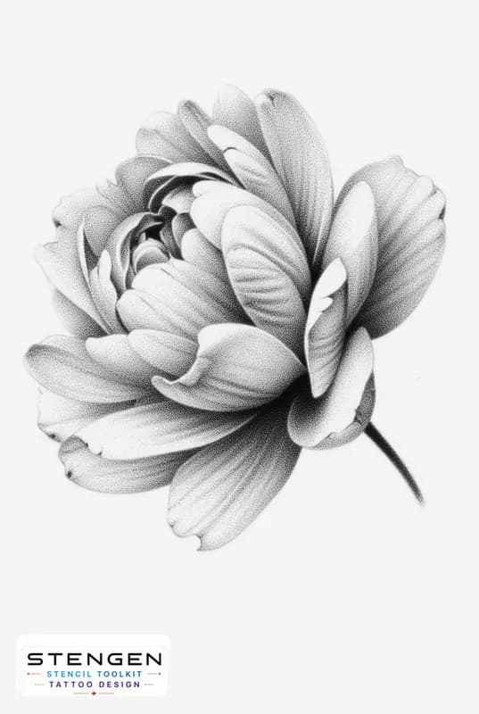 Peony tattoo design white background