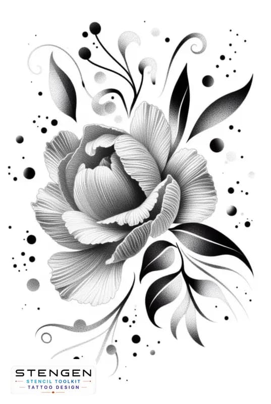 Peony tattoo design white background