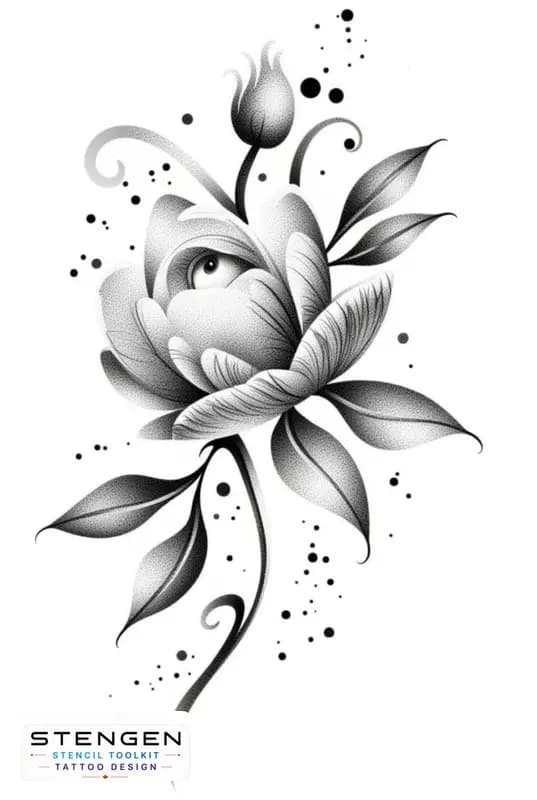Peony tattoo design white background