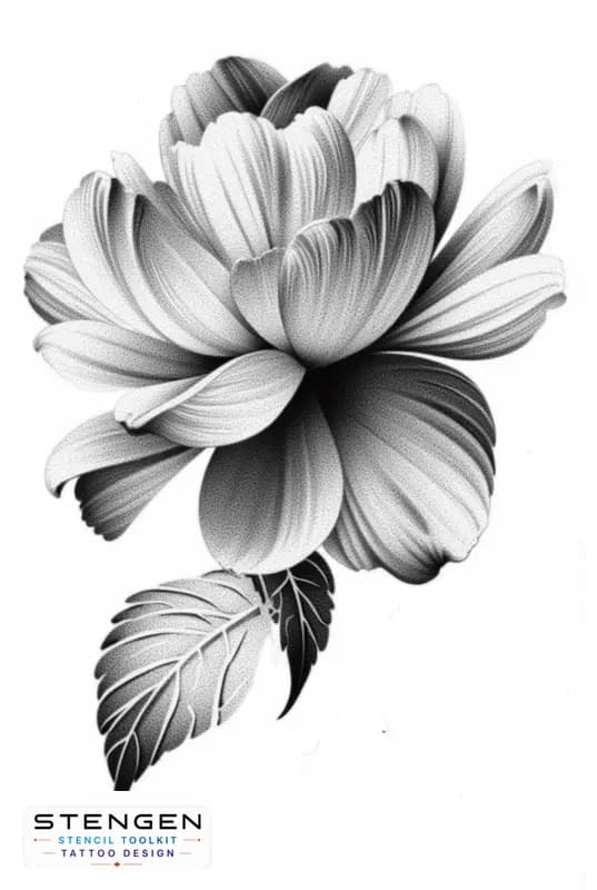 Peony tattoo design white background