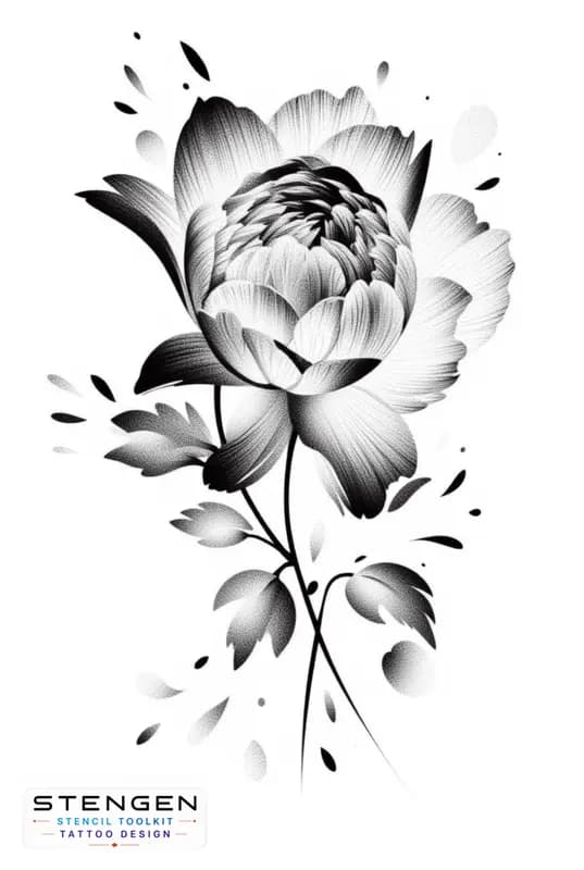 Peony tattoo design white background