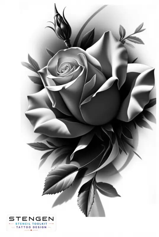 Realism rose tattoo design white background