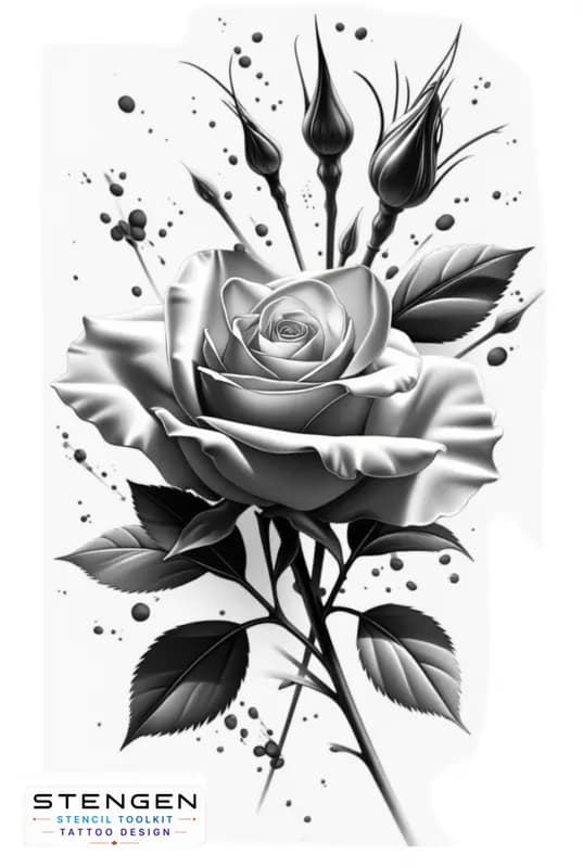 Realism rose tattoo design white background