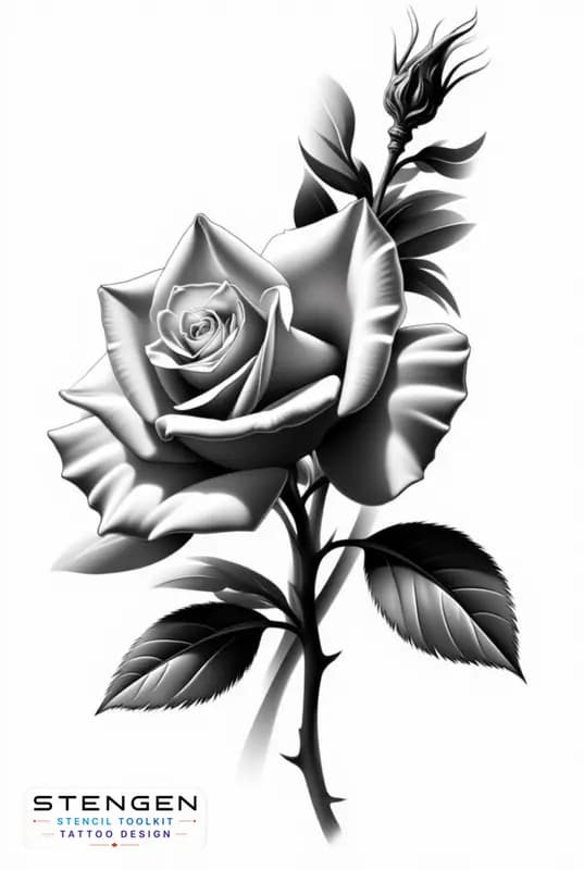 Realism rose tattoo design white background
