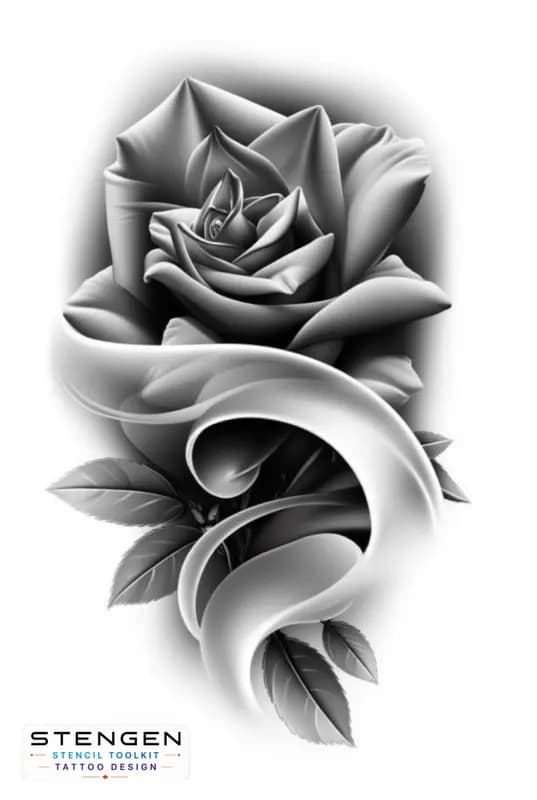 Realism rose tattoo design white background