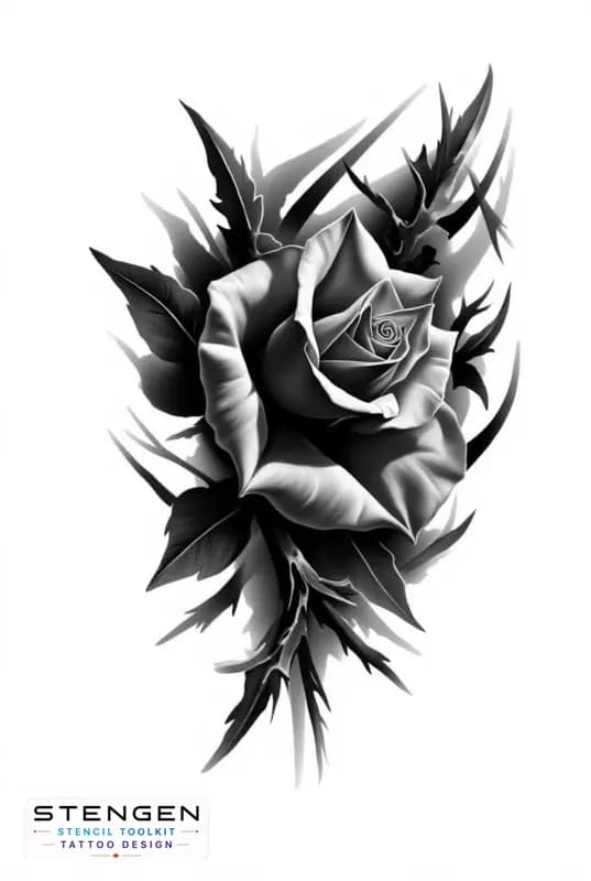Realism rose tattoo design white background