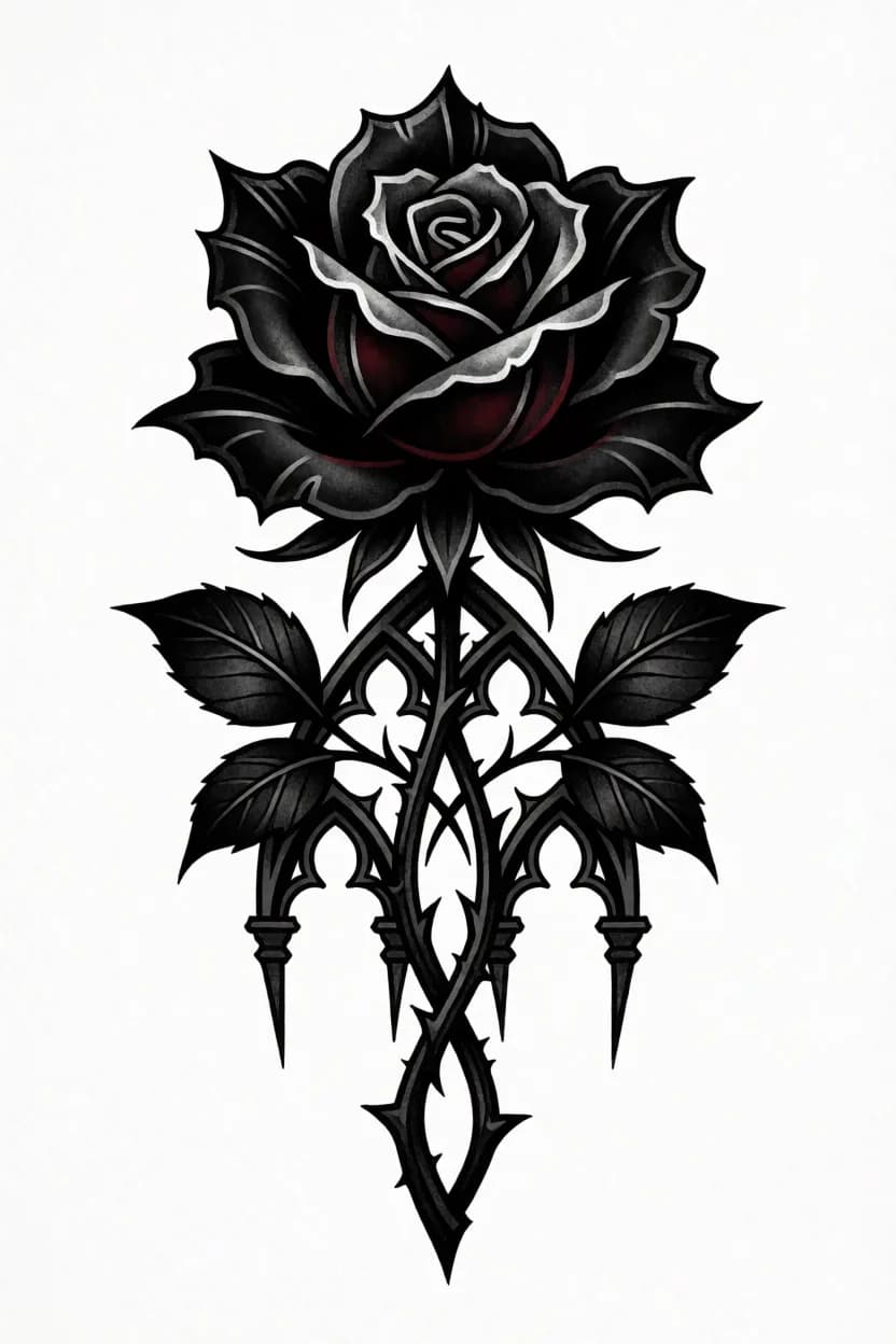 “single rose design, gothic dark”